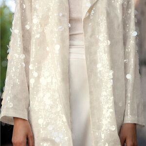 Zara Cream Sequin Blazer Jacket